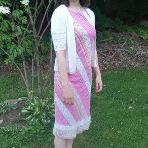 Pink striped Talbots sleeveless sheath dress  - size 4